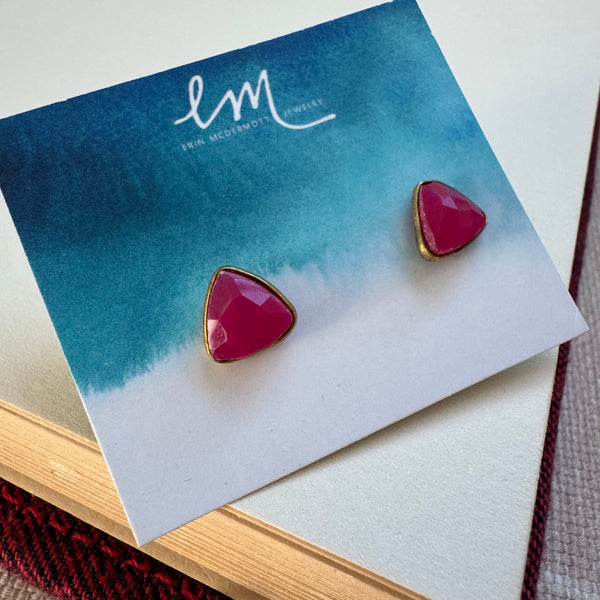 Hot Pink Gemstone Studs