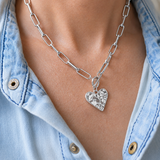 Hammered Heart Toggle Necklace