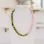 Olive green and rose beaded necklace
