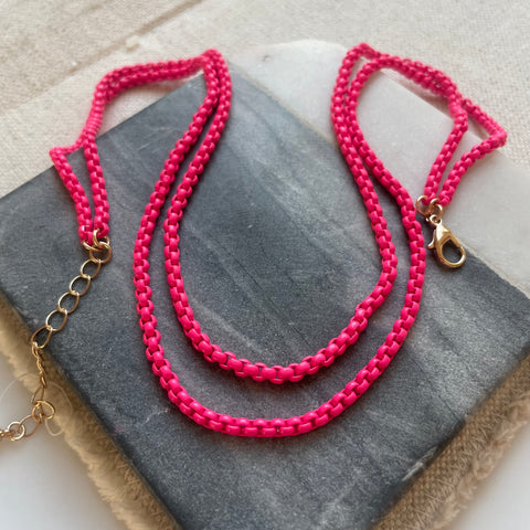 Double Strand Hot Pink Necklace