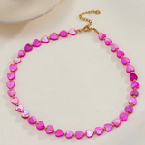 Hot Pink Mother-of-Pearl Heart Necklace