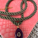 Olive and Orchid Silk Cord Necklace