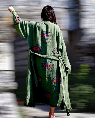 Avocado Lucky Evil Eye Robe