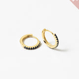 Black Ice Gemstone Mini Hoops