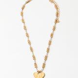 Mixed Metal Beaded Heart Necklace