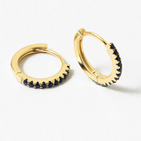 Black Ice Gemstone Mini Hoops