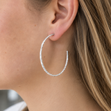 Silver Hammered Hoops