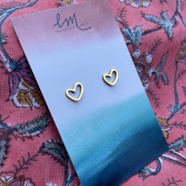 Open Heart Gold Studs