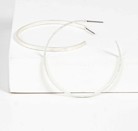 Silver Hammered Hoops
