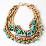 Turquoise and Neutral Multi Layered Necklace