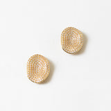 Gold Pave Thumbprint Studs