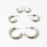 Triple Set of Silver Hoops