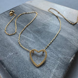Brushed Heart Delicate Necklace