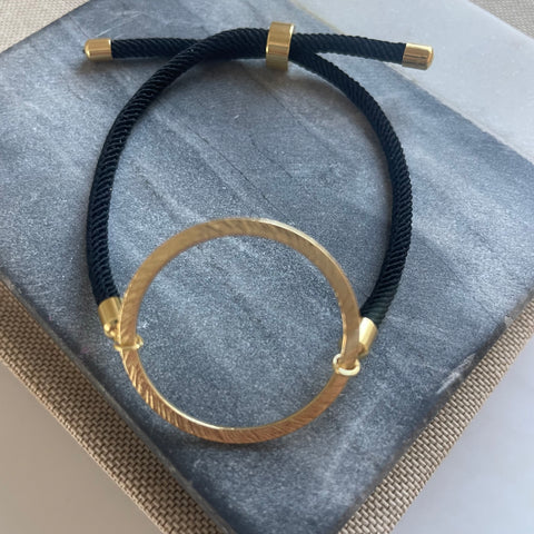 Black Cord and Gold Adjustable Bracelet