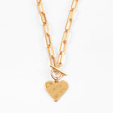 Hammered Heart Toggle Necklace