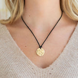 Gold Disc and Silk Cord Necklace