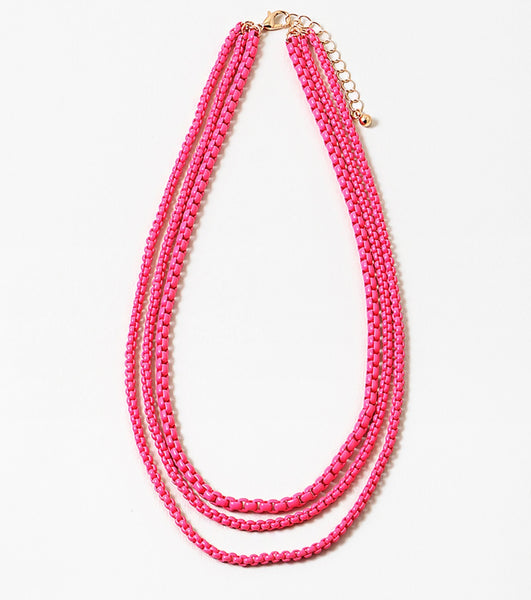 Hot Pink Triple Stand Necklace