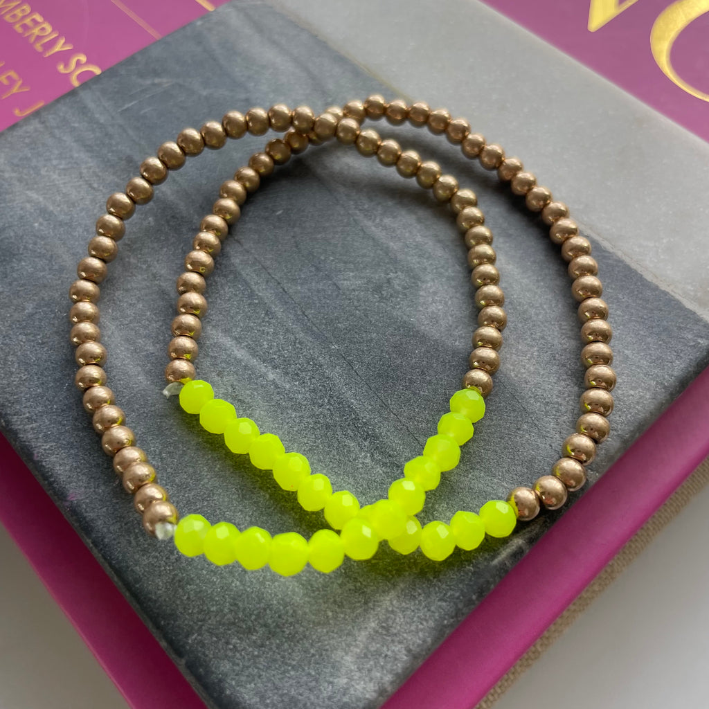 Neon and Gold Bracelets