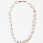 Resin bead necklace with clear and opaque stones.