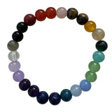 Multicolored beaded bracelet on a white background