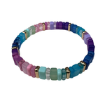 Multicolored beaded bracelet on a white background