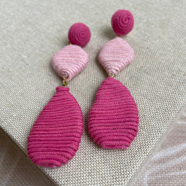 Hot Pink Woven Earrings