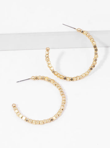Gold Beaded Hoops