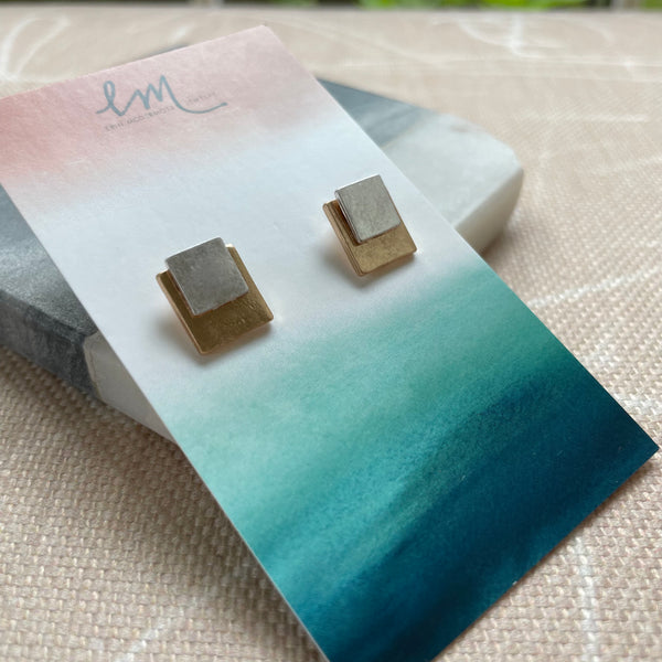 Mixed Metal Square Studs