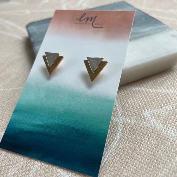 Mixed Metal Triangle Studs