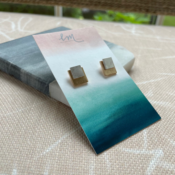 Mixed Metal Square Studs