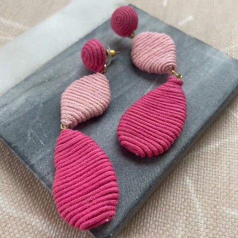 Hot Pink Woven Earrings