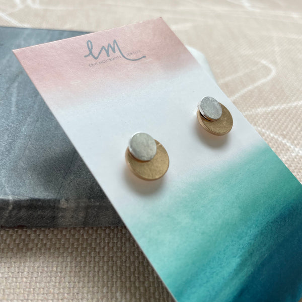 Mixed Metal Circle Studs