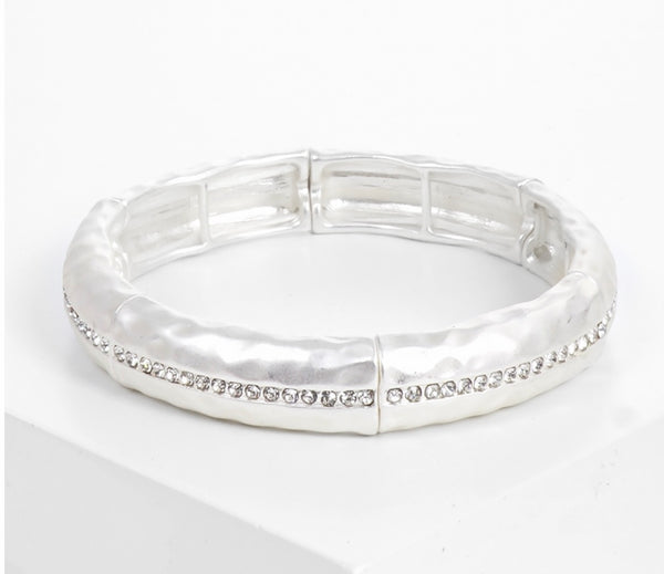 Silver quartz stretch bracelet