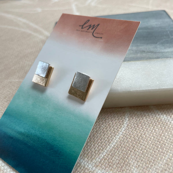 Mixed Metal Square Studs