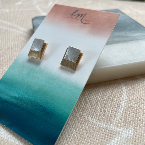 Mixed Metal Square Studs