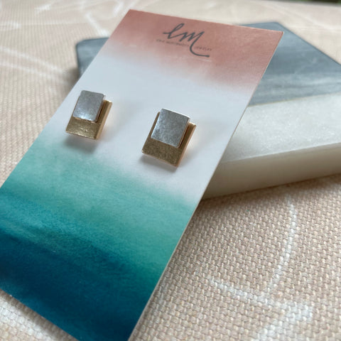 Mixed Metal Square Studs