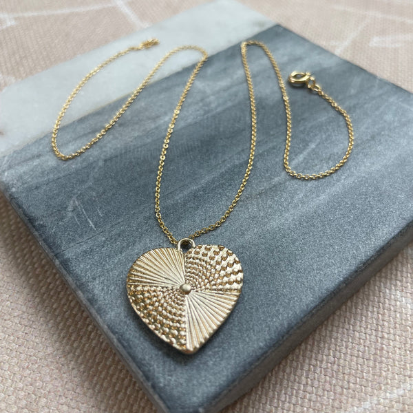 Vintage Inspired Gold Heart Necklace