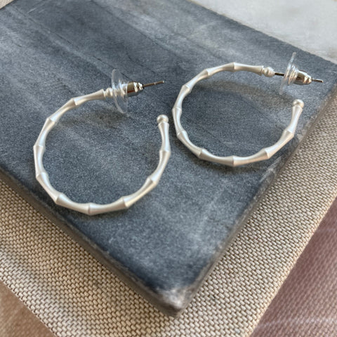 Silver Bamboo Hoops