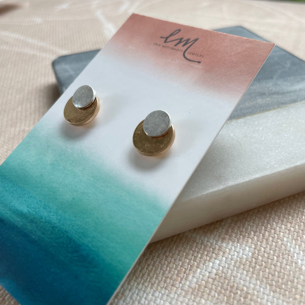Mixed Metal Circle Studs