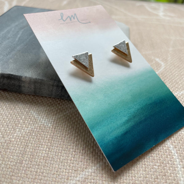 Mixed Metal Triangle Studs