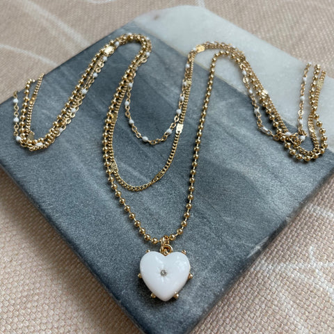 Vanilla Icecream Triple Strand Necklace