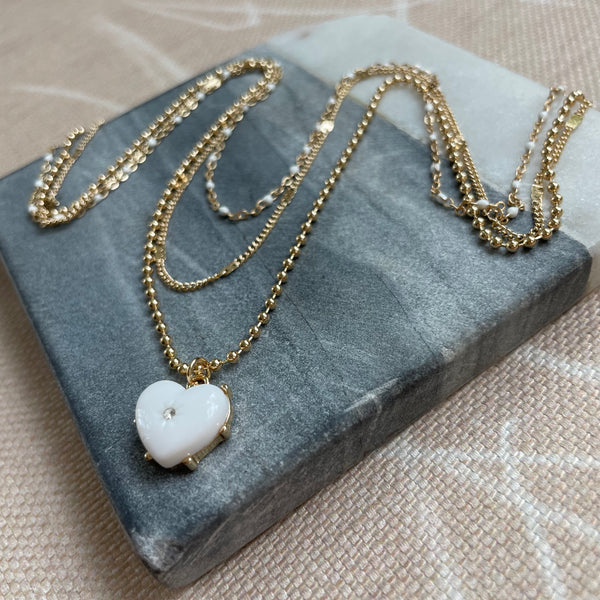 Vanilla Icecream Triple Strand Necklace
