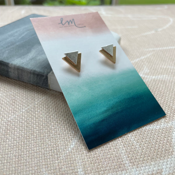 Mixed Metal Triangle Studs