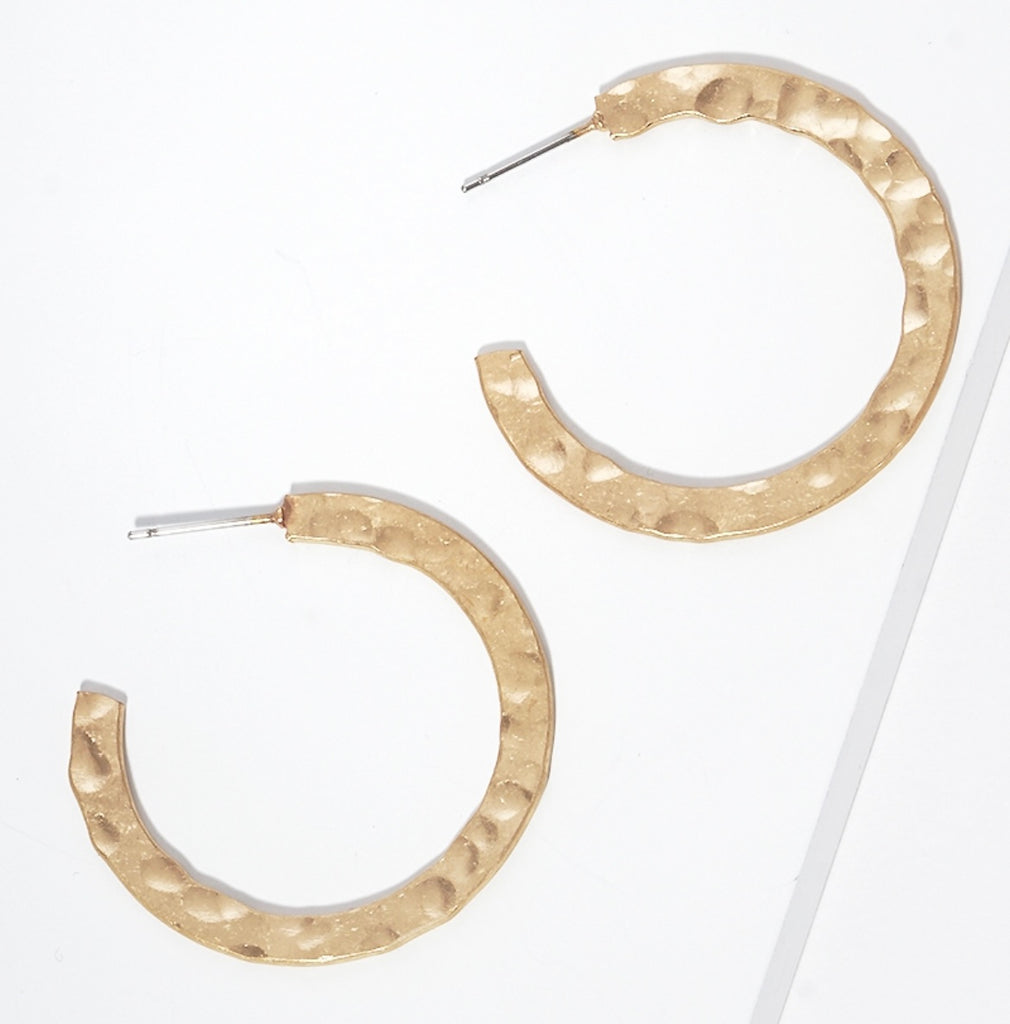 Gold Hammered Everyday Hoops