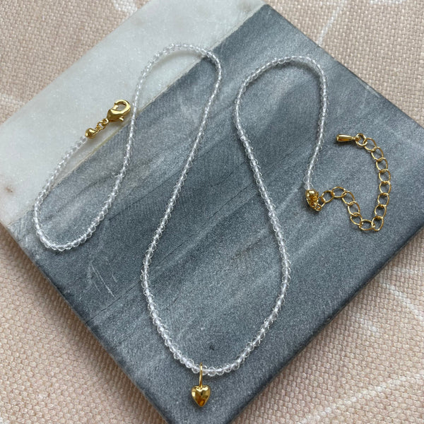 Sea Glass and Gold Heart Necklace