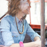 Coconut wood and Gold Bar Necklace