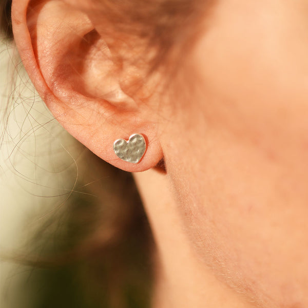 With Love Heart Studs