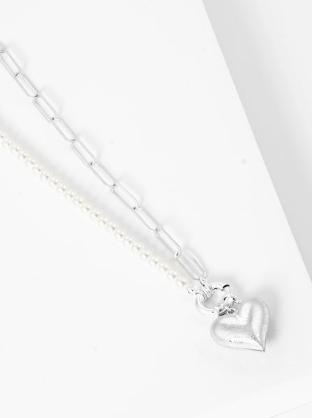Puffy Heart Toggle Necklace (silver or gold)