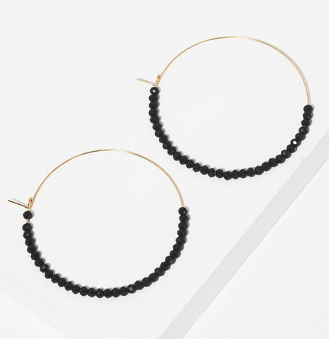 Black Gemstone Hoops