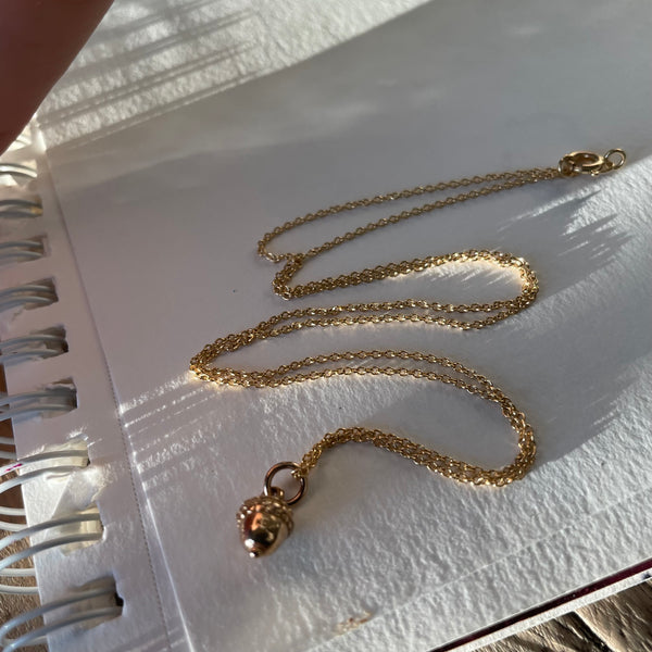 Gold Tiny Acorn Necklace
